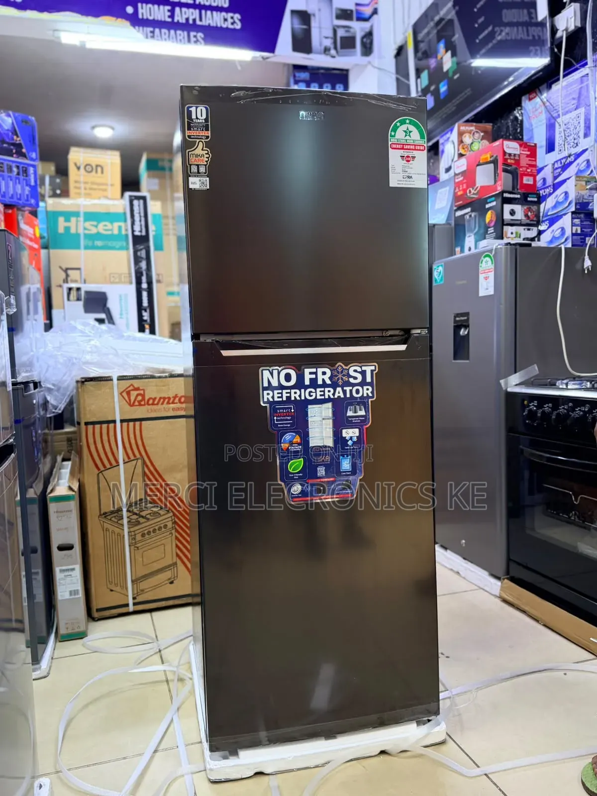 Mika Fridge, 202l, 2 Door Top Mount Freezer, No Frost (Frost Free),