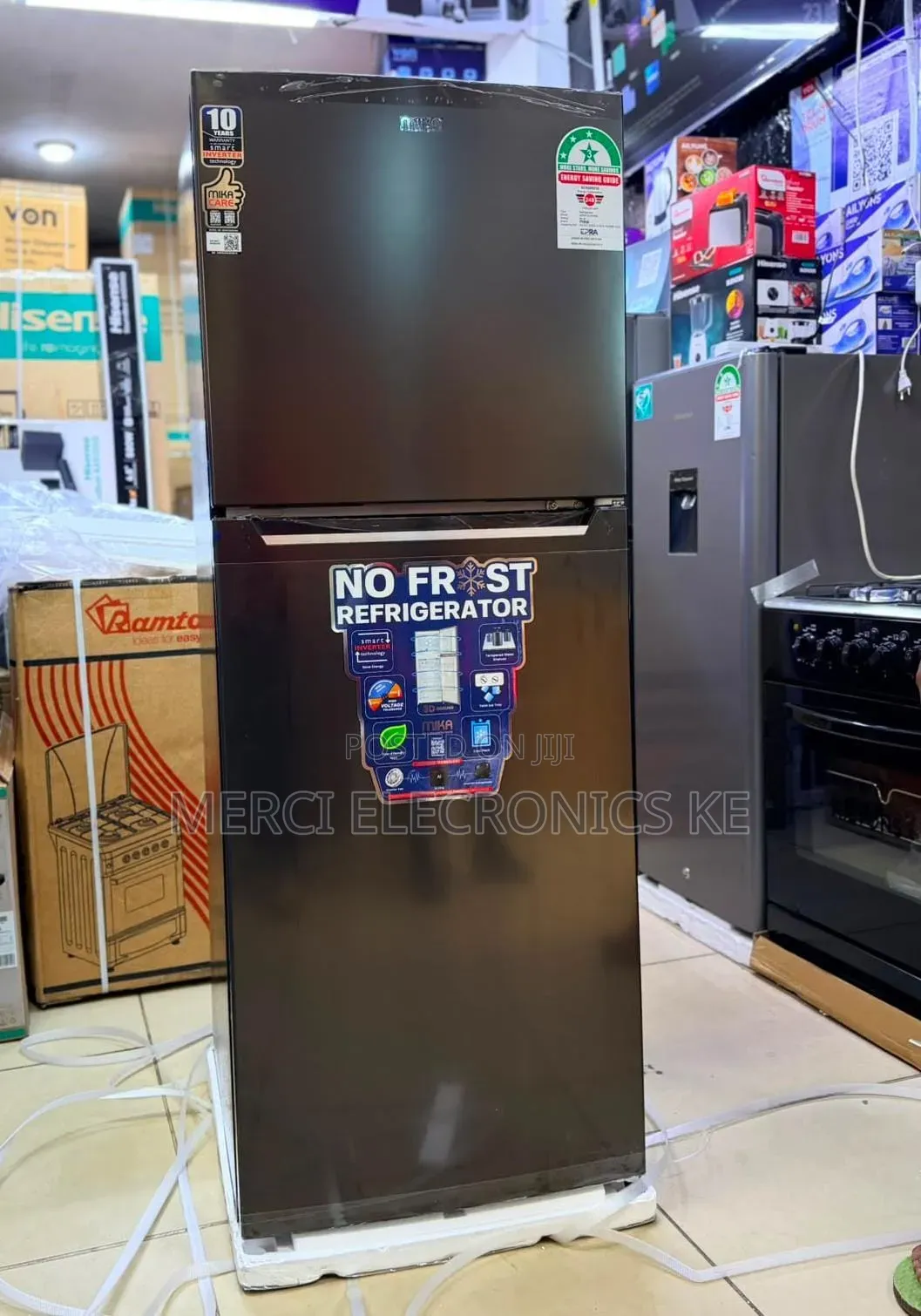 Mika Fridge, 202l, 2 Door Top Mount Freezer, No Frost (Frost Free),