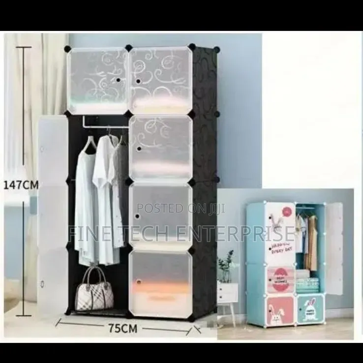 Portable 2- Column by 4 Plastic Wardrobes