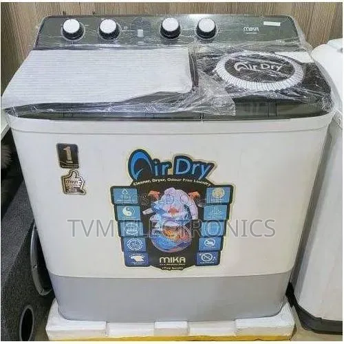 Mika Washing Machine, 12kg, Semi Auto Twin Tub, White Grey