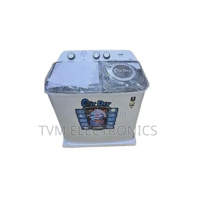 Mika Washing Machine, 10kg, Semi Auto Twin Tub, White Grey