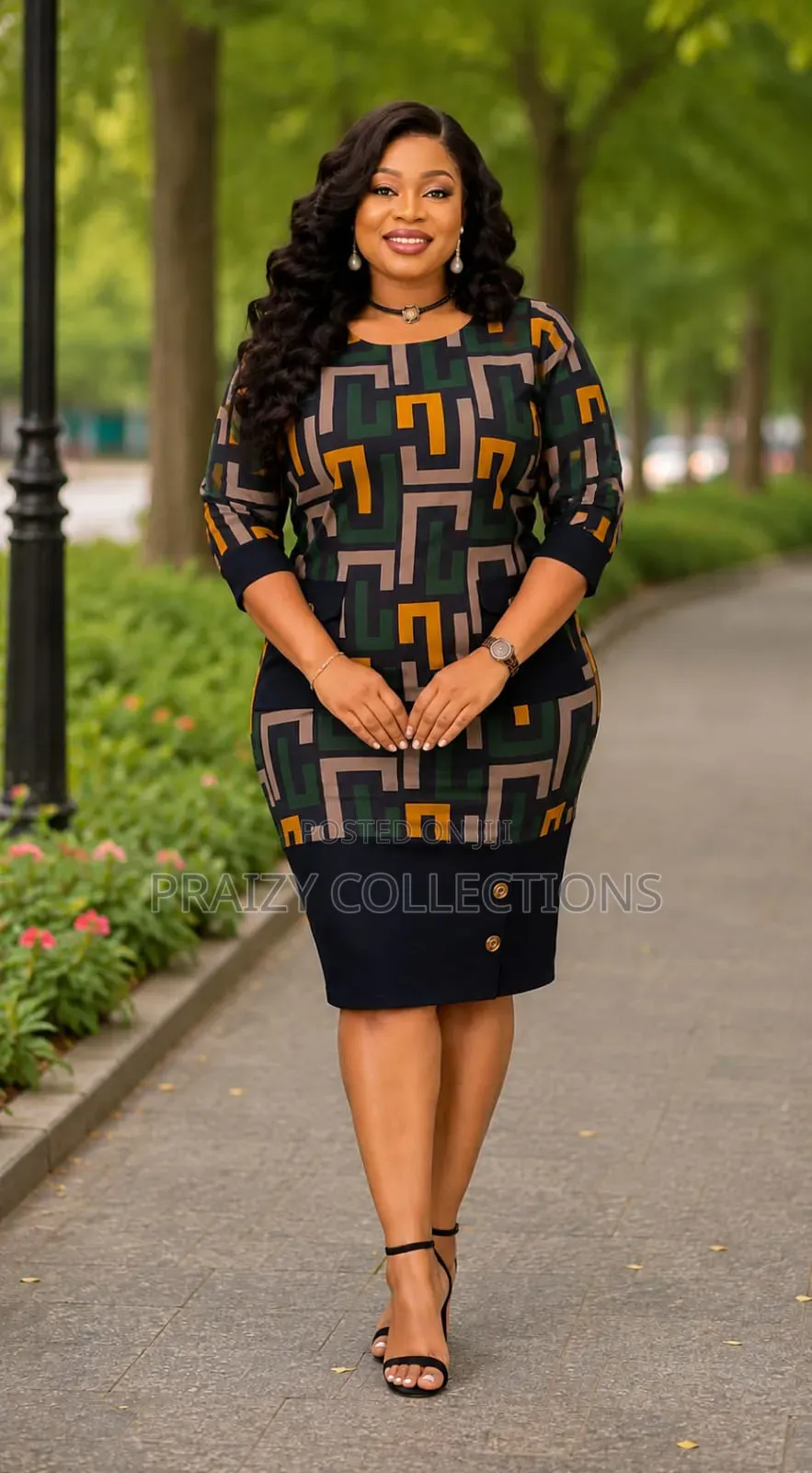 The Urban Luxe Geometric Midi Dress