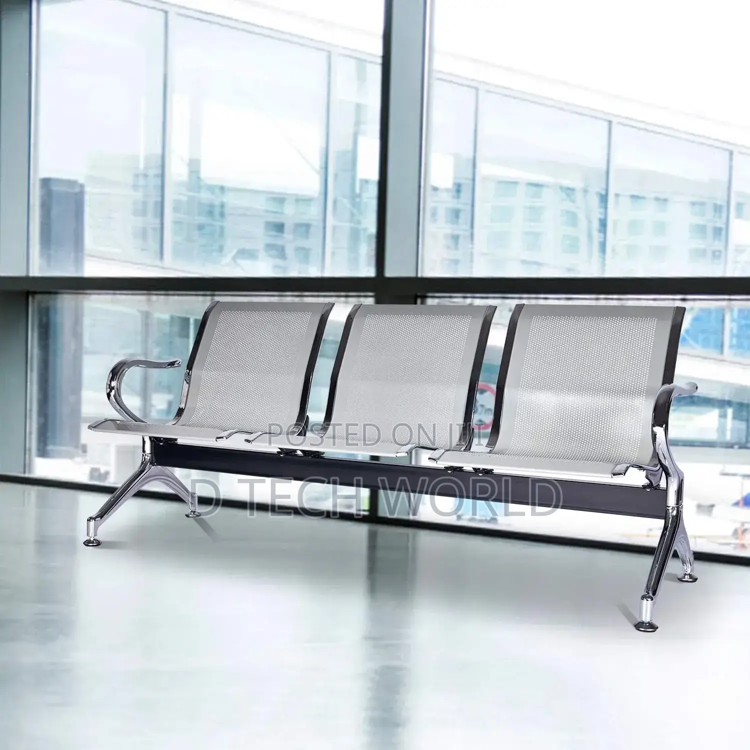 3 Link Non-Padded Waiting Bench