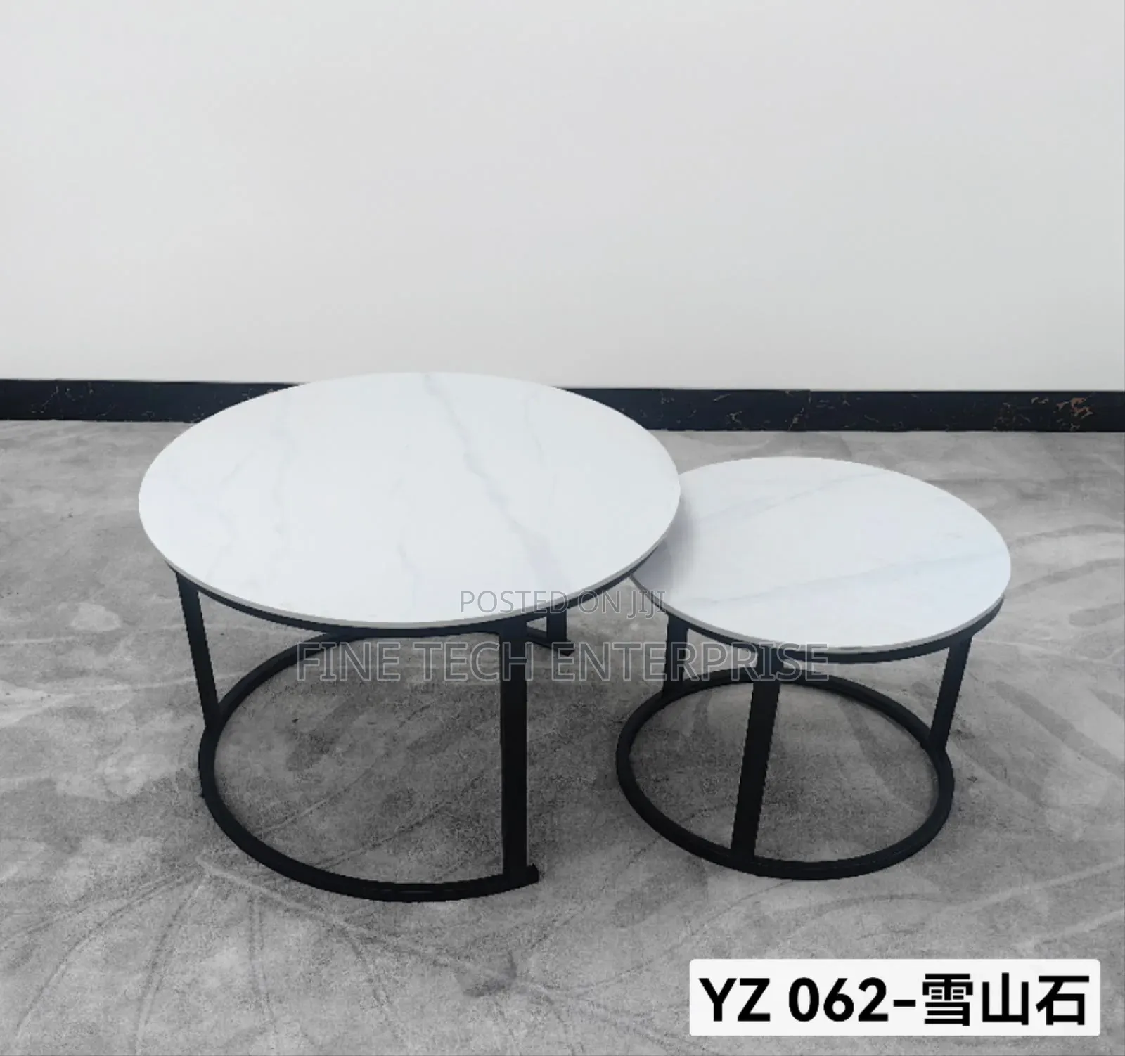 Marble Nesting Coffee Table Black Stand