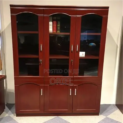 Office Cabinet : Wooden 3-Door Mahogany Cabinet