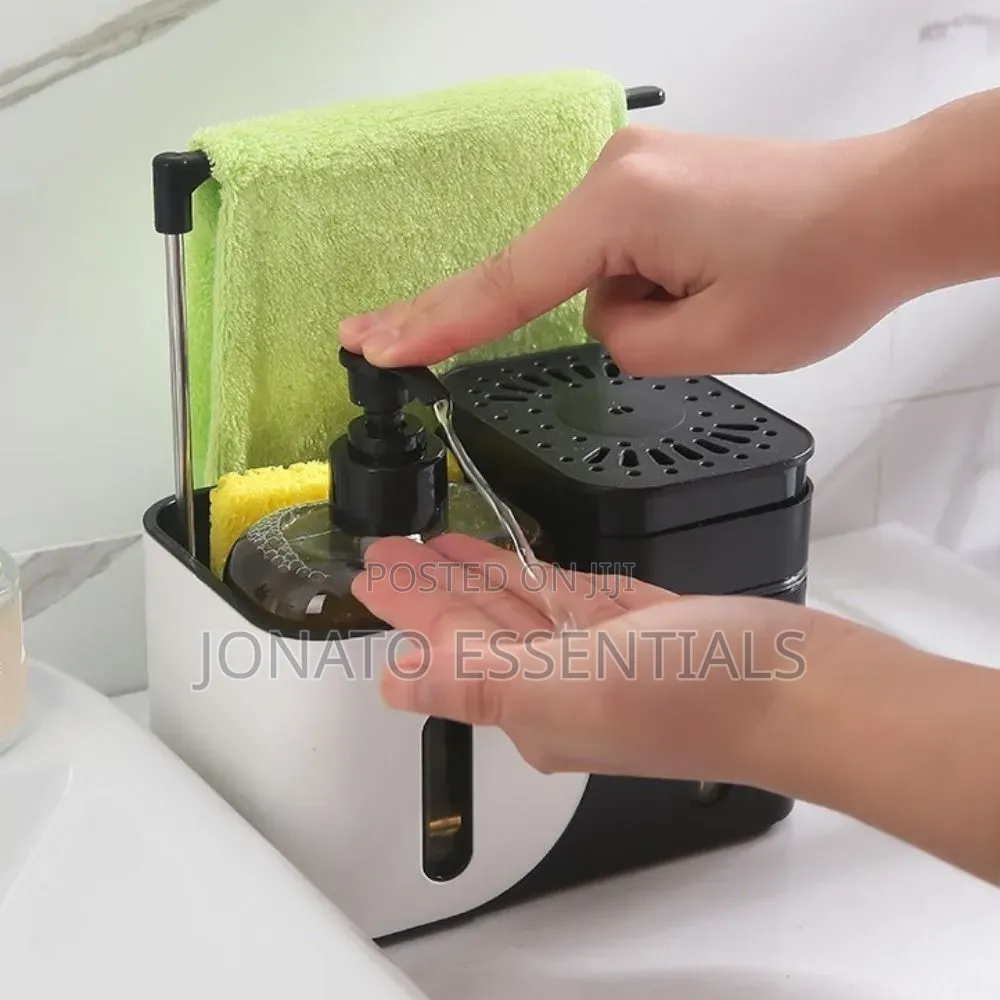 3-in-1 Kitchen Sink Organizer Soap Dispenser - Modern Space Saver