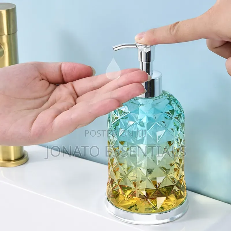 Diamond Glass Soap Dispenser - Elegant Bathroom/Kitchen Decor