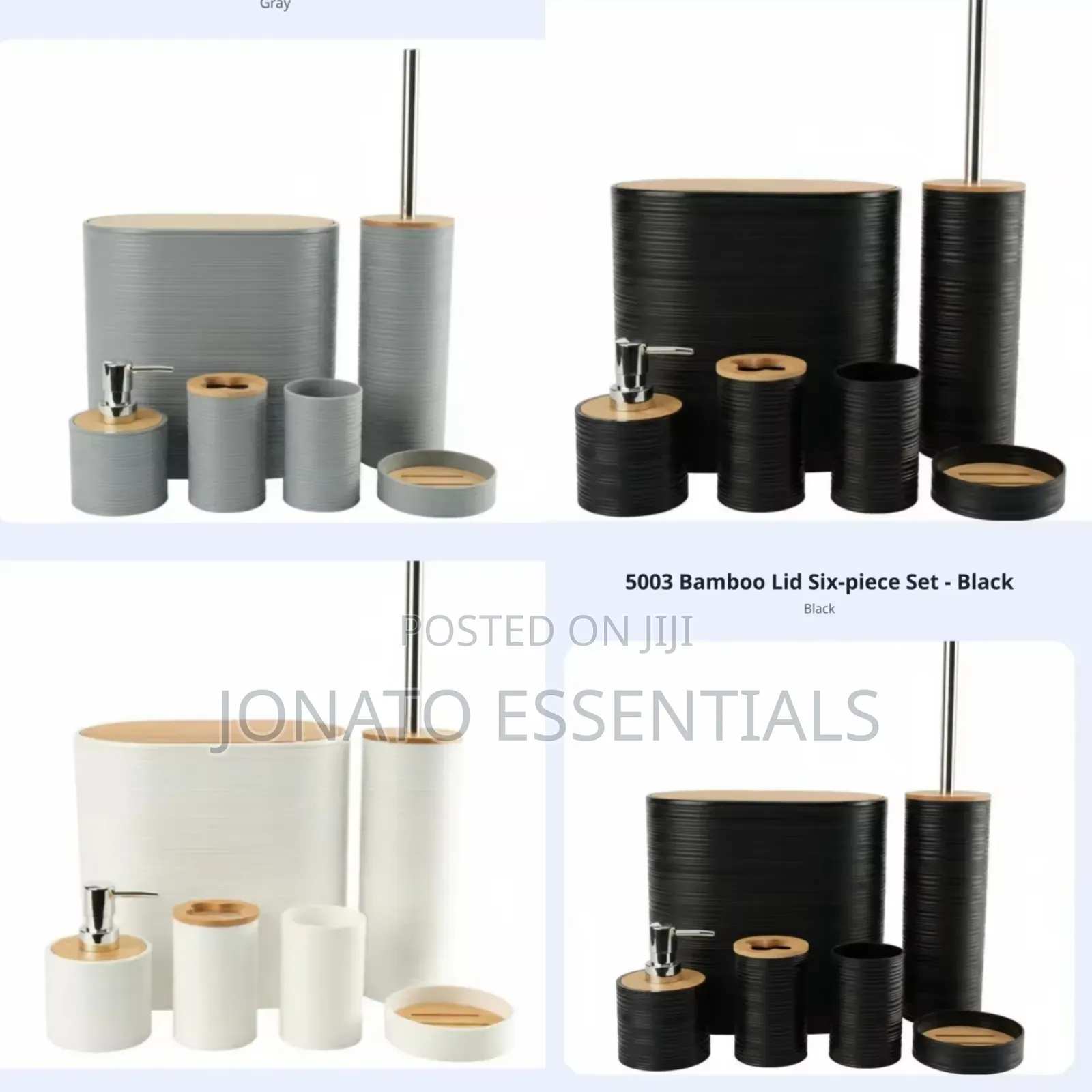 Modern 8-Piece Bathroom Accessory Set - Elegant Bamboo Design