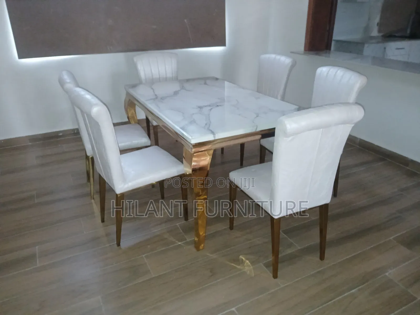 White Gold Six-Seater Dining Set