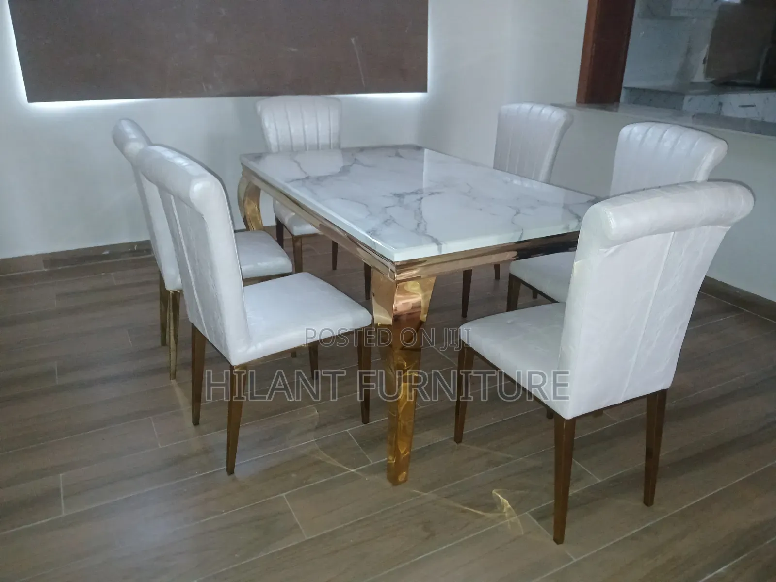 White Gold Six-Seater Dining Set