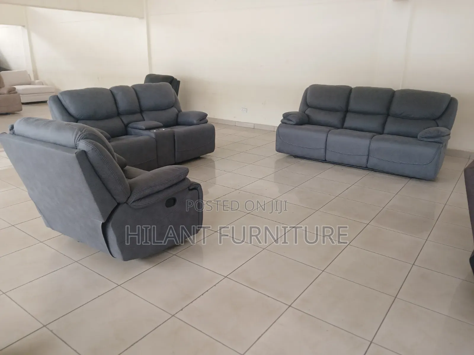 Gray King-Size Six-Seater Recliner Sofa