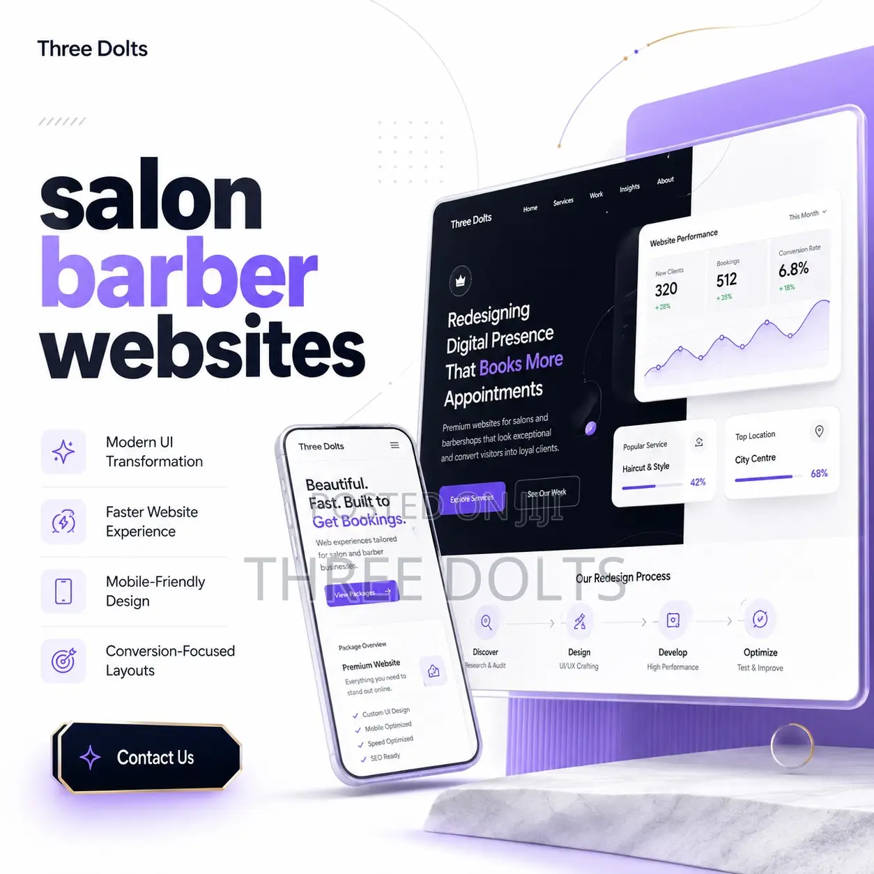 Salon Barber Websites – Bookings, Portfolios More