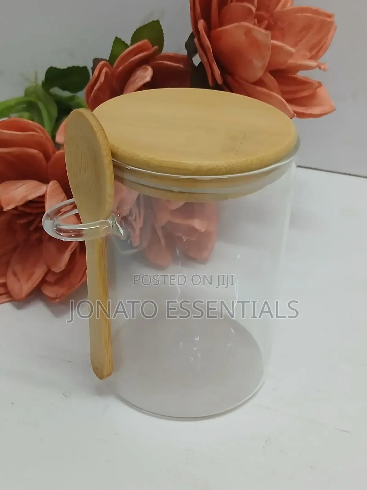 500ml Glass Storage Jar With Wooden Lid Spoon - Kitchen Organizer