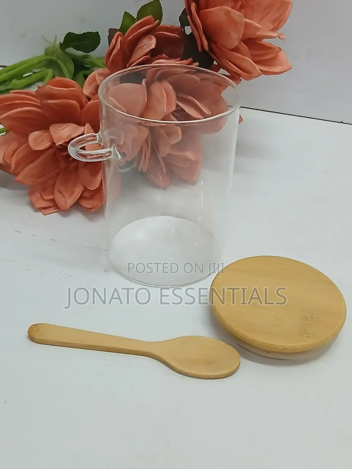 500ml Glass Storage Jar With Wooden Lid Spoon - Kitchen Organizer