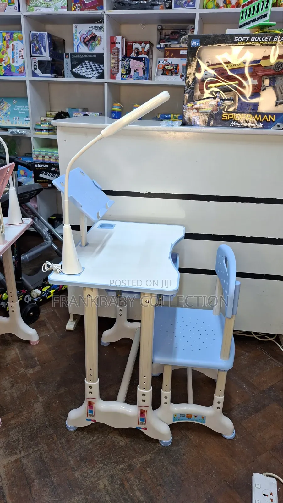 Adjustable Kids Study Table Chair Set With Led Reading Lamp