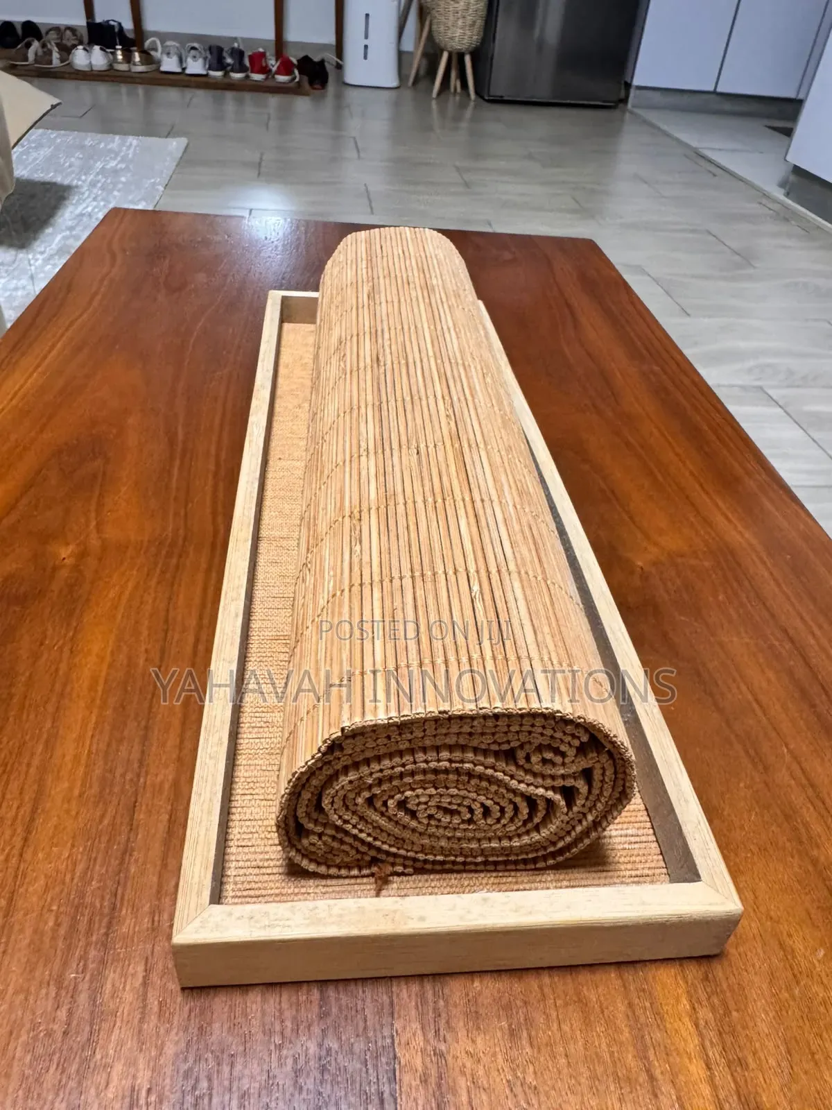 Natural Bamboo Table Runner Wooden Serving Tray Set (Karen)