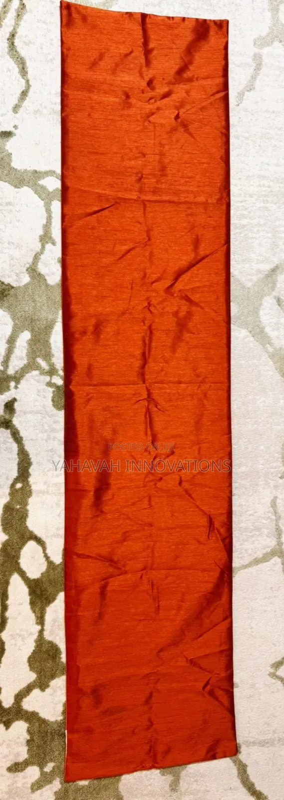 Stunning Oriental Table Runner Burnt Orange Gold Leaf Velvet Satin