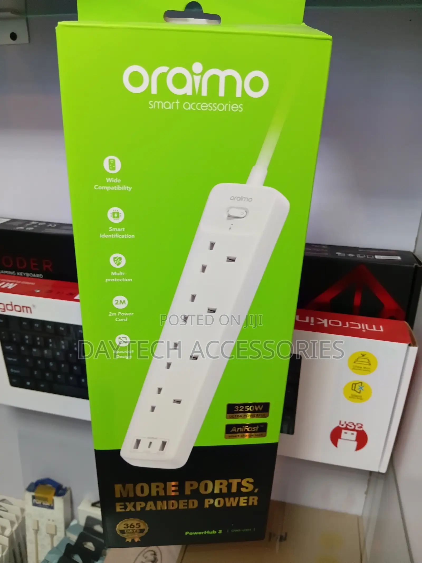 Oraimo Power Extension Cable With 4 Way Ac Power Outlets