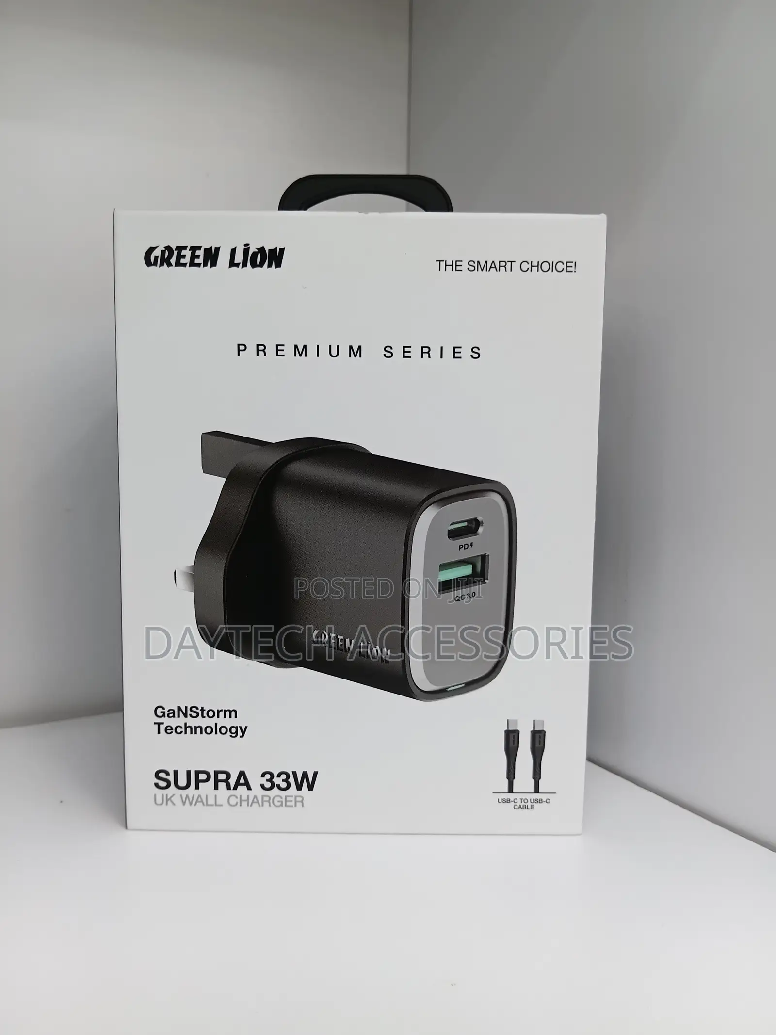 Green Lion Wall Charger Supra - 33w Gan With Usb-C Cable.