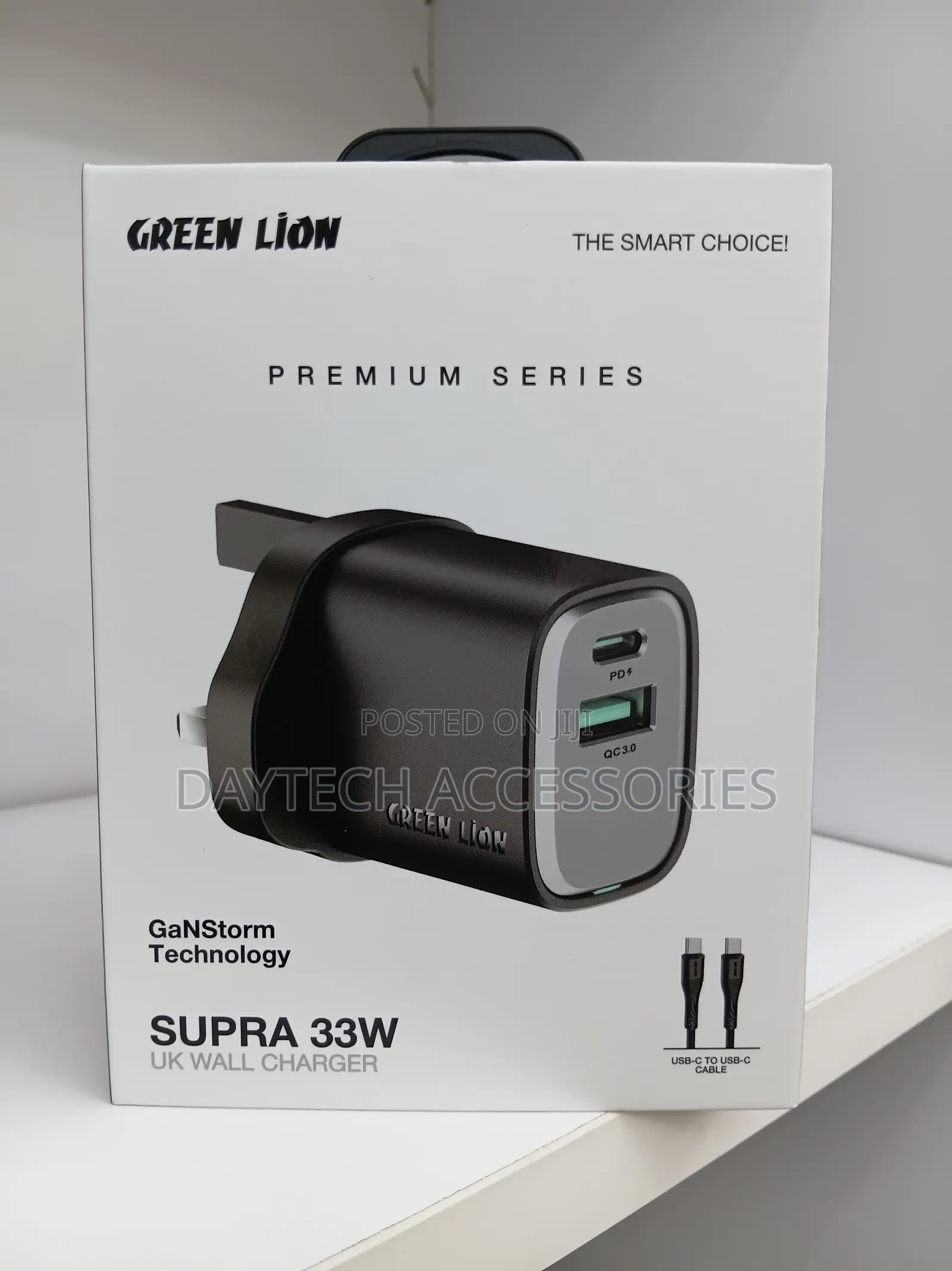 Green Lion Wall Charger Supra - 33w Gan With Usb-C Cable.