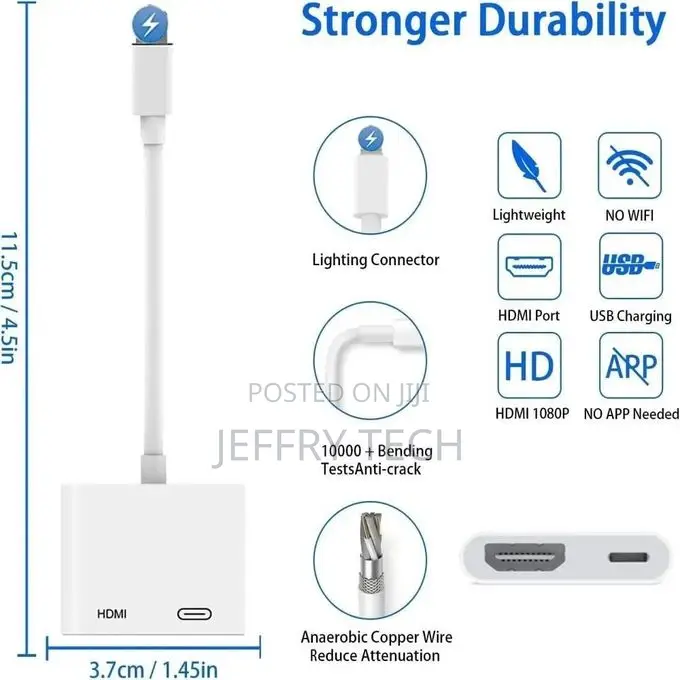 Hd 1080p Phone to Hdmi-Compatible Projection Cable Adapter Audio Sync