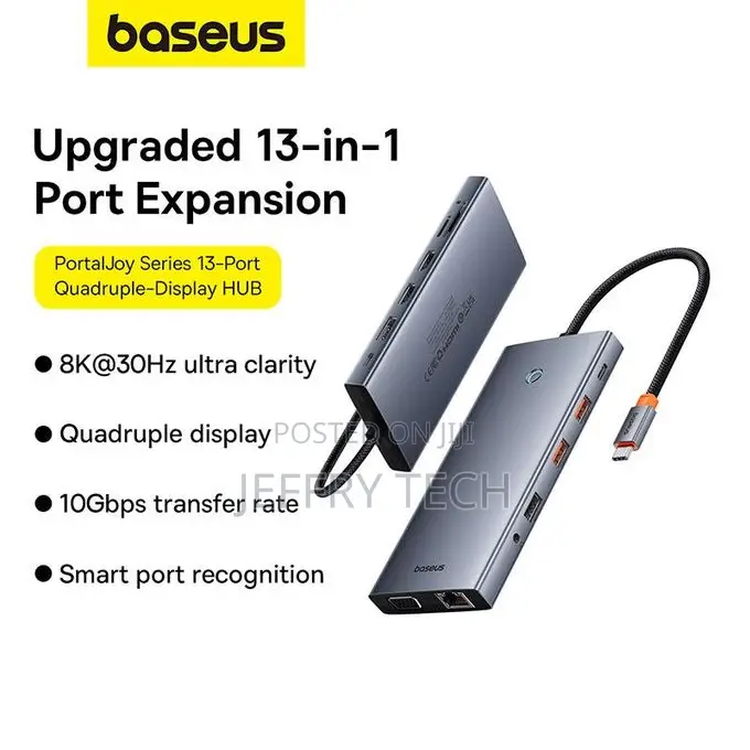 Baseus 13-Port Hub Space Grey-Type-C to Hdmi4k-60hz*2+Dp4k-120hz*1+Vg