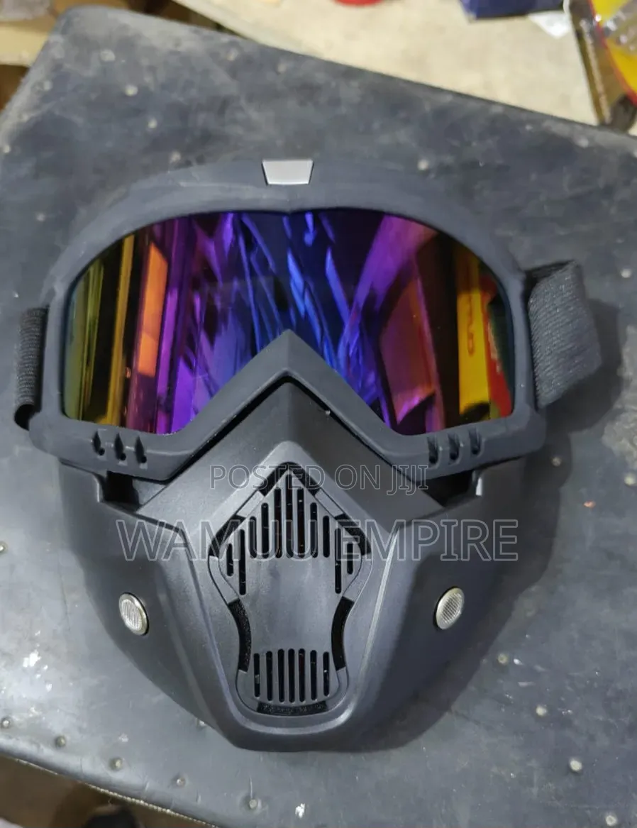 Detachable Motorcycle Riding Mask And Goggles Combo