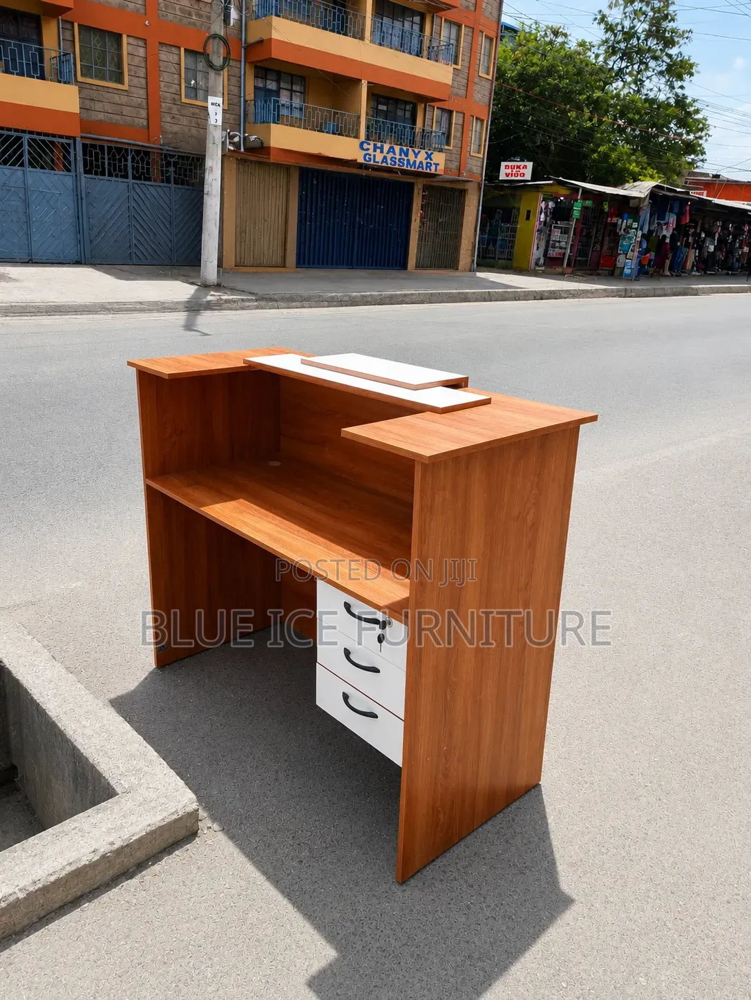 Walnut Reception Counter Desk