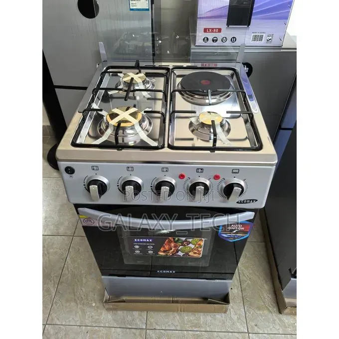 Ecomax 50*55 3gas+1electric Standing Cooker (Grey and Black)