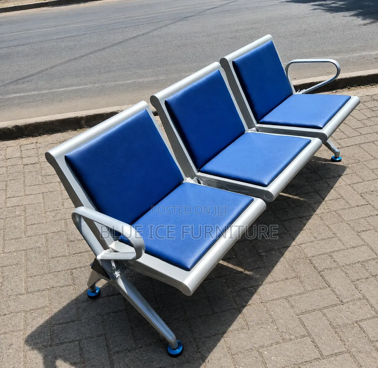 3 Seater Blue Waiting Bench Set
