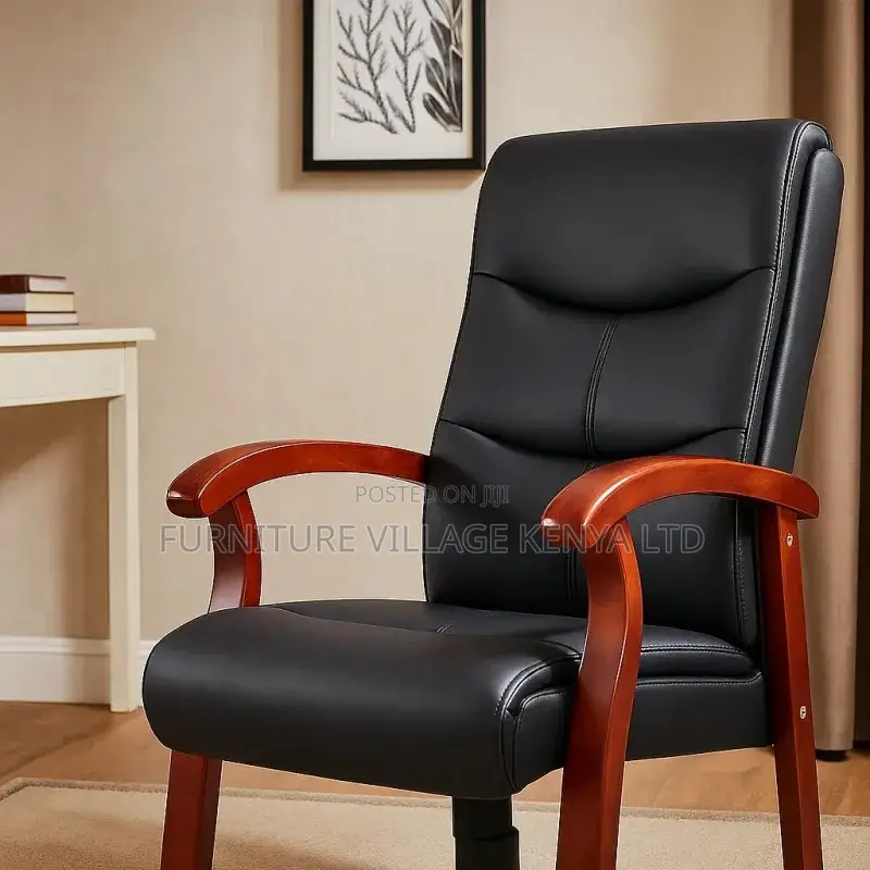 Wooden Leather Meeting Rooms Reception Guest Chair Office