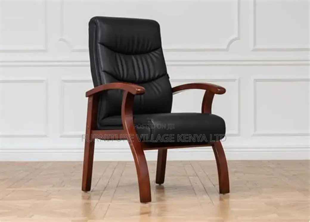 Wooden Leather Meeting Rooms Reception Guest Chair Office