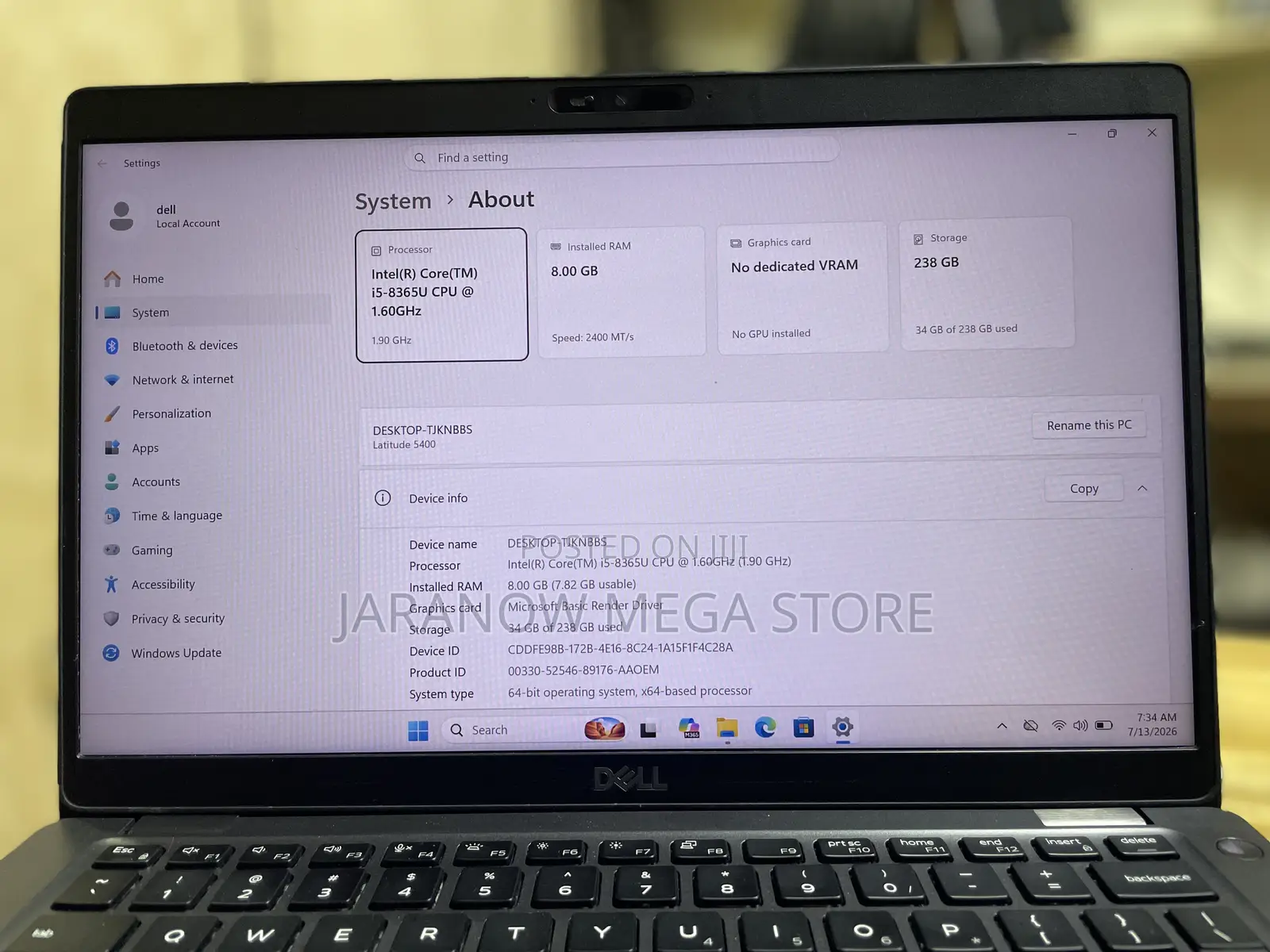 Laptop Dell Latitude 5400 8GB Intel Core i5 SSD 256GB