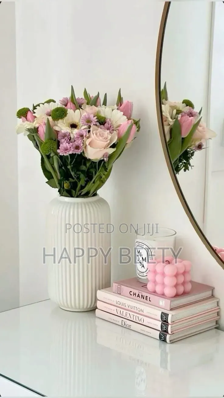 Sleek Heavy Ribbed Modern Elegant Vase With a Glossy Finishing