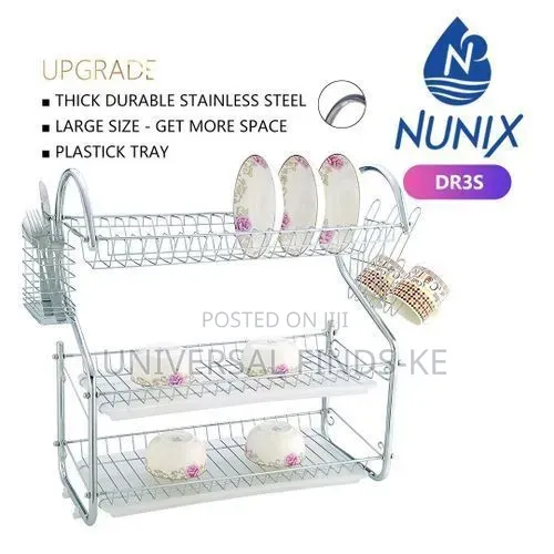 3-level Dish Storage Rack With Drain Tray Utensil Holder