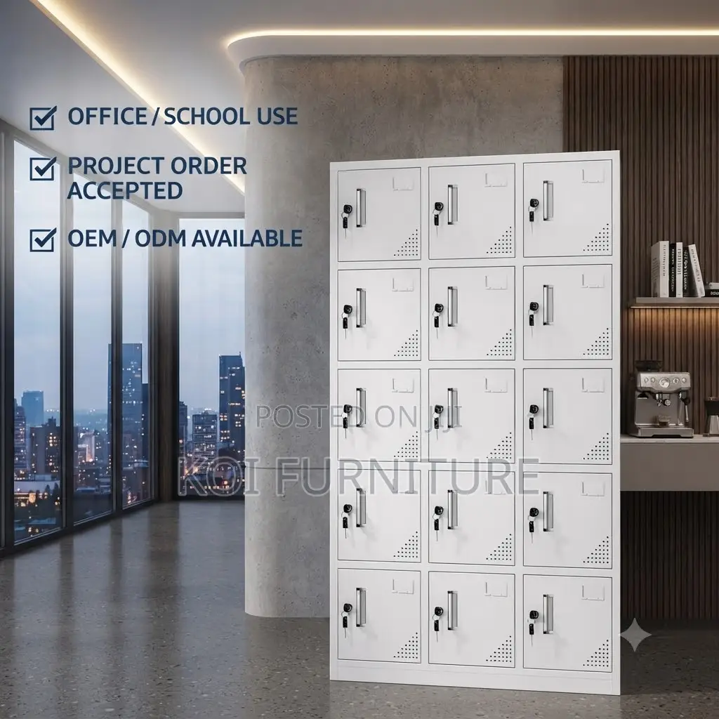 Office Cabinet; 15 Lockers Gray Personal and Office Storage Cabinet