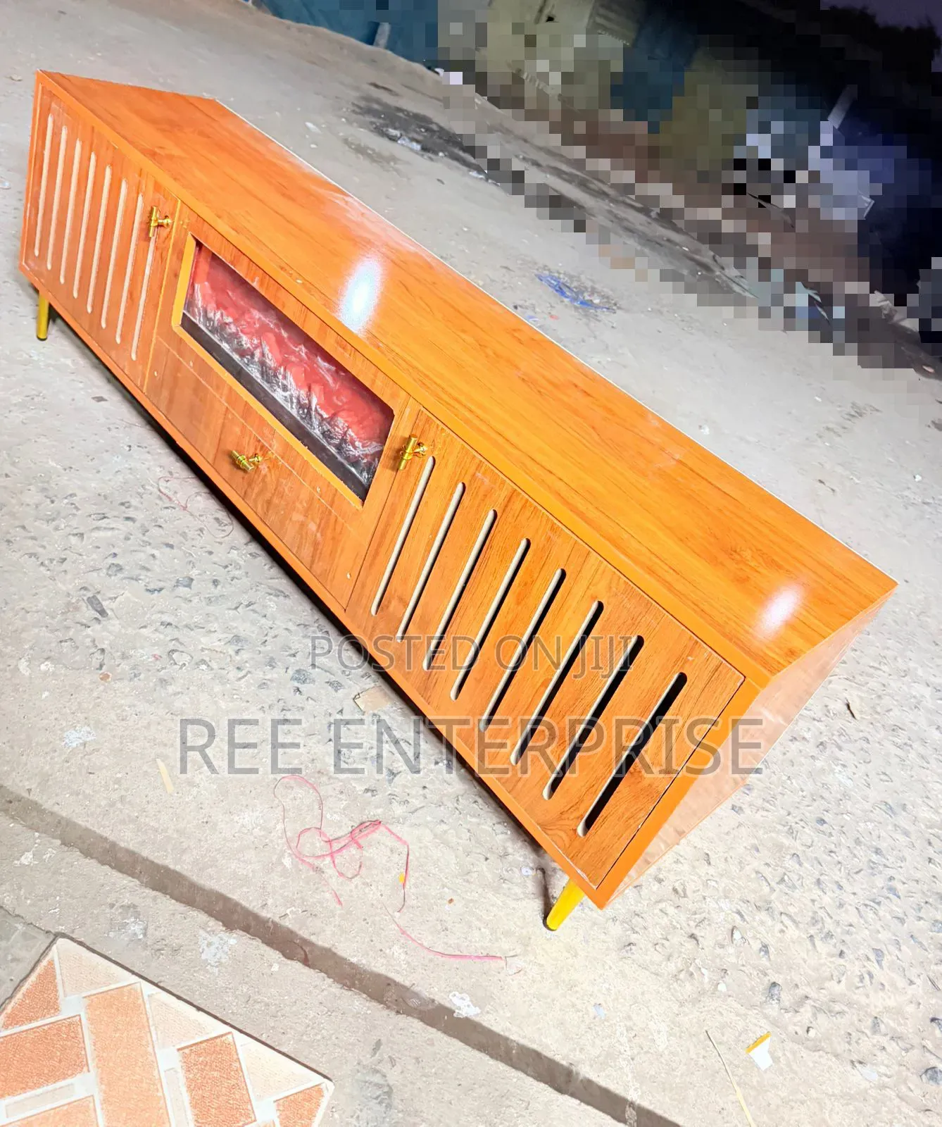 Modern Executive Tv Stand With a Functional Fire Place