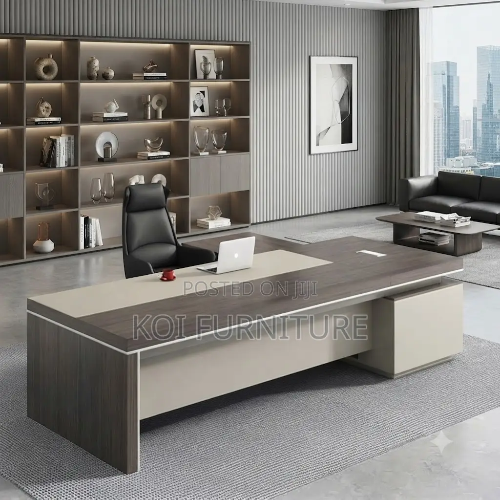 Office Desk; High-End 1.8 Meters Executive Desk With Cable Management