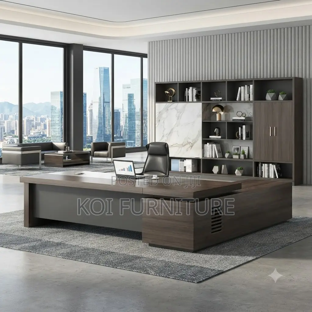 Office Desk; High-End 1.8 Meters Executive Desk With Cable Management