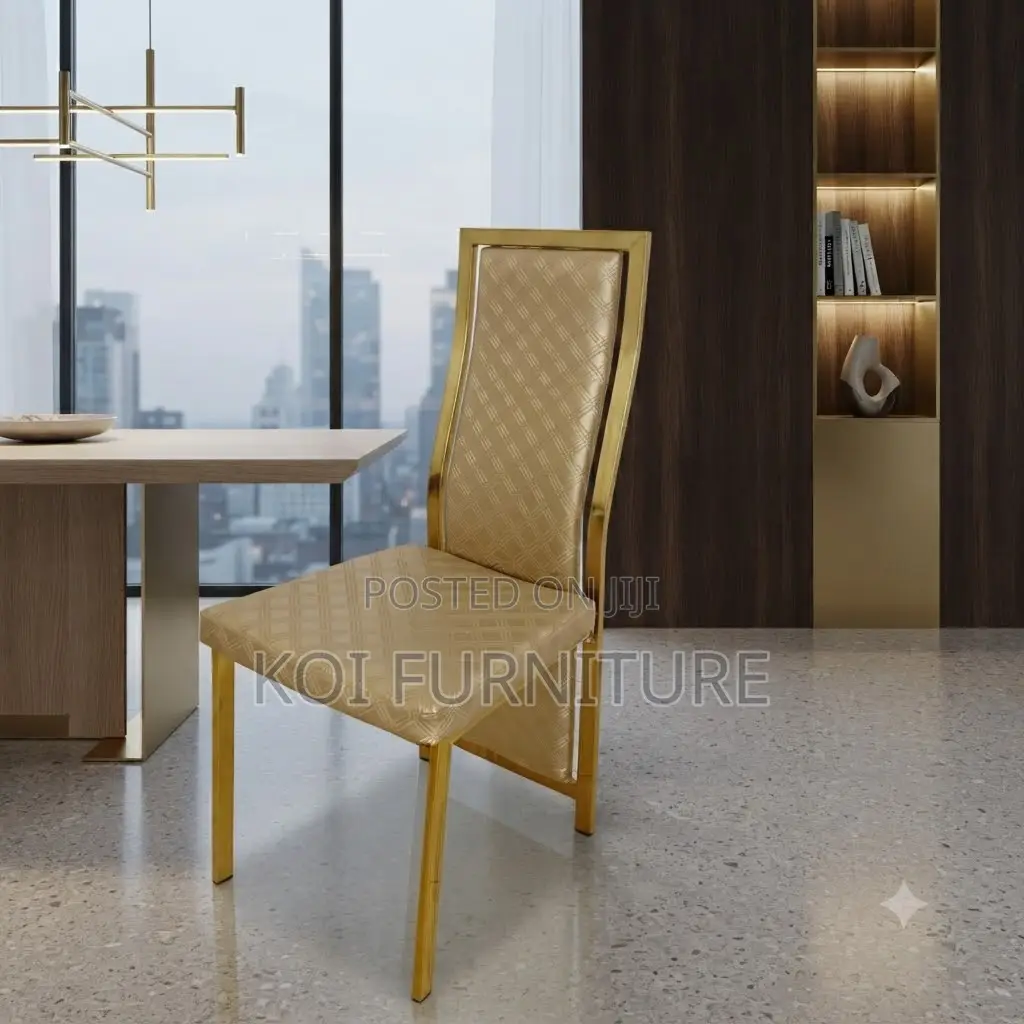 Dining Set; Six Seaters Home and Functional Golden Dining Set
