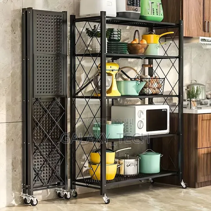 5 Tier Foldable Kitchen Rack With Wheels