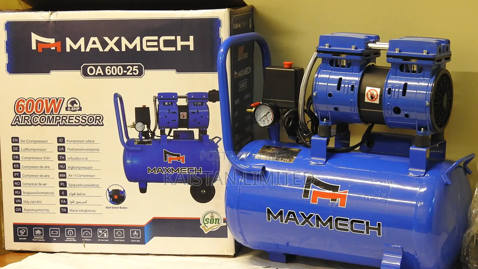 Maxmech 650w Silent Air Compressor 25l – Oil-Free Low Noise Pump