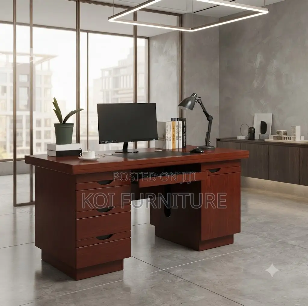 Office Desk; 1.4 Meters Executive Withstand Mahogany Desk