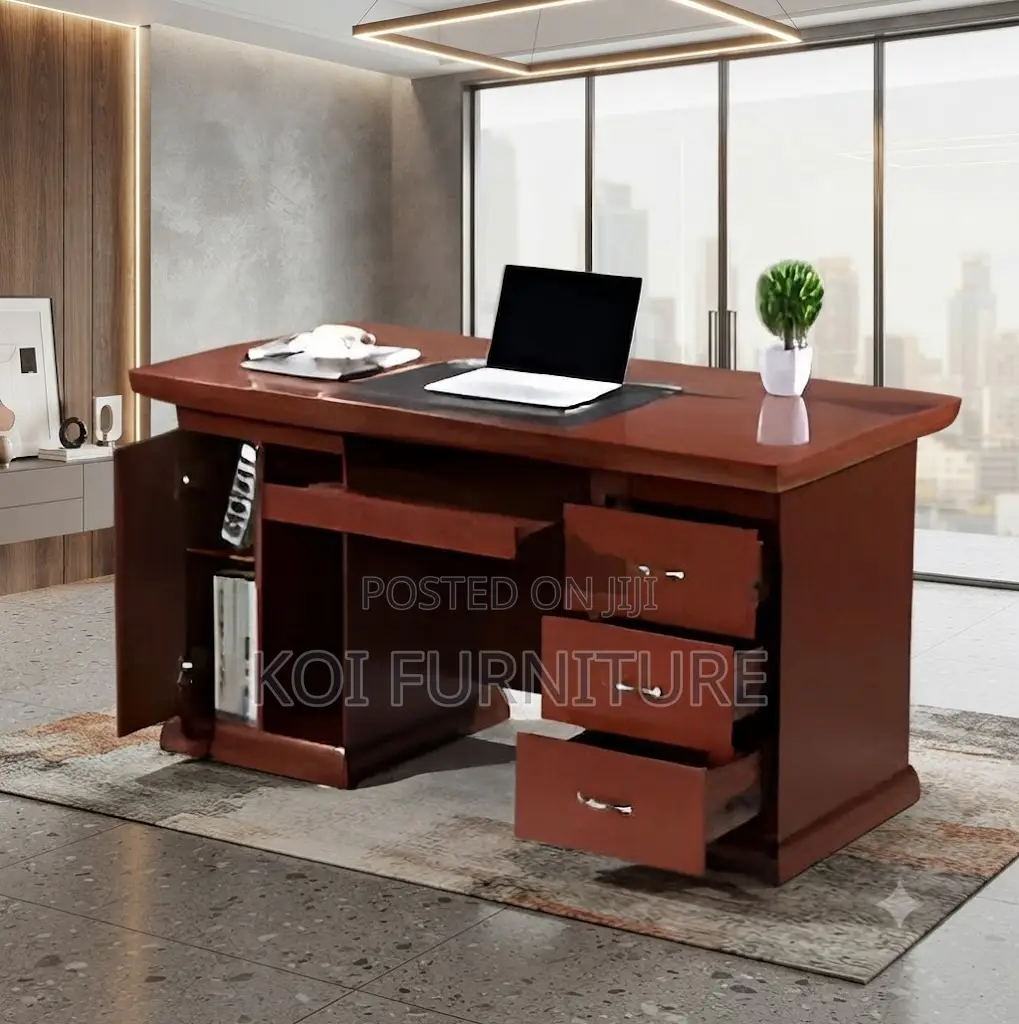 Office Desk; 1.4 Meters Executive Withstand Mahogany Desk