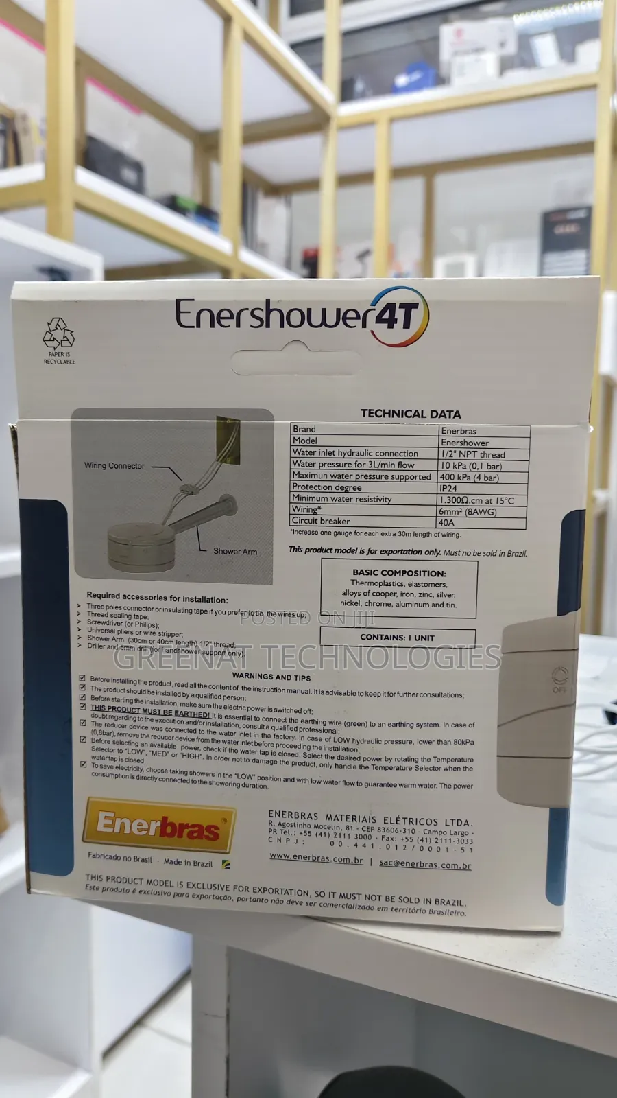 Instant Shower Head Ernerbras