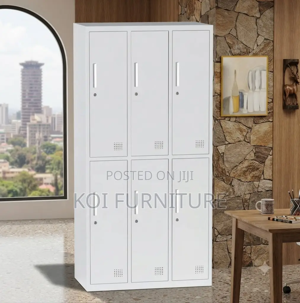 Office Cabinet; 6 Lockers Executive Gray Office Filing Cabinet