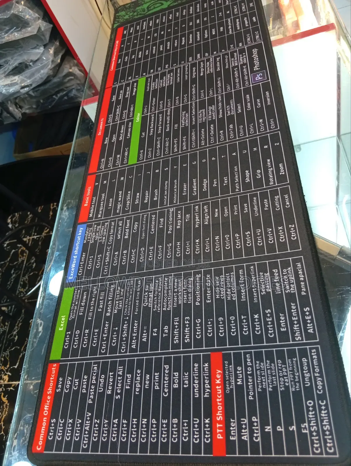Computer Shortcuts Mousepad 
300by800