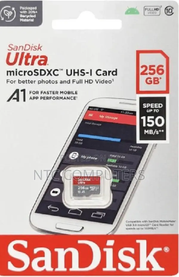 SanDisk Ultra 256GB microSDXC Up to 150mb/S Read A1 Performance Class