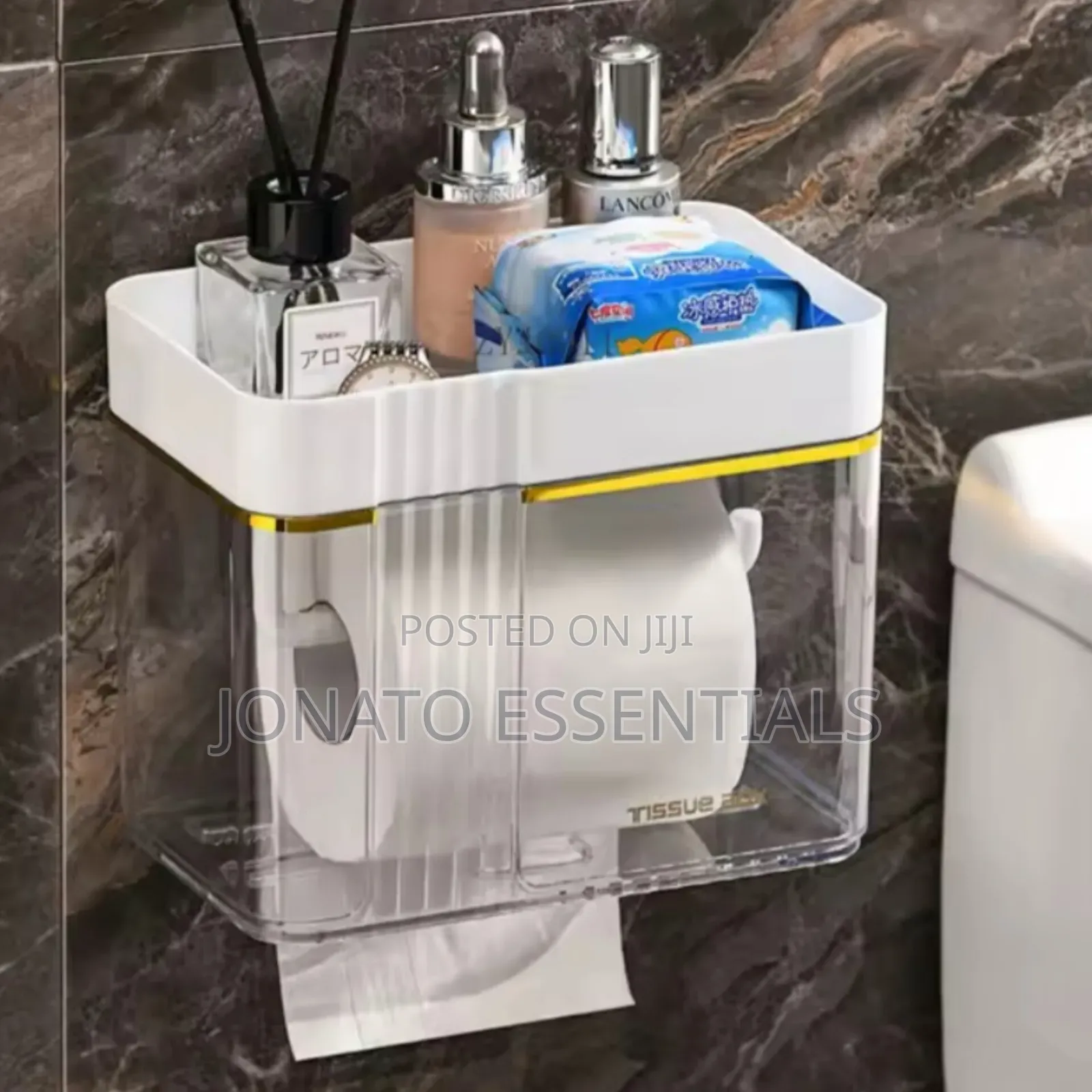 Premium Bathroom Tissue Box Holder With Storage Shelf Waterproof