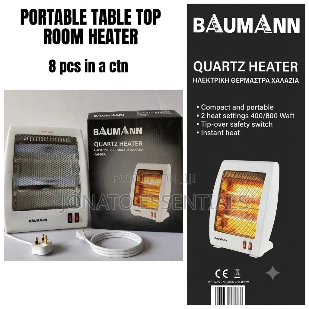 Baumann Portable Quartz Room Heater, Compact Energy Efficient